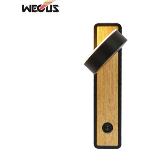 LED wall lamp with switch 5W bedroom living room Nordic modern wall light aisle study reading sconce wood grain wall lamps
