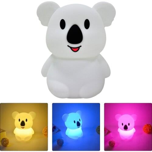 LED Night Lamp Remote control Koala Silicone Animal Light Colorful Child Holiday Gift Sleeping Creative Bedroom Desktop Decor La