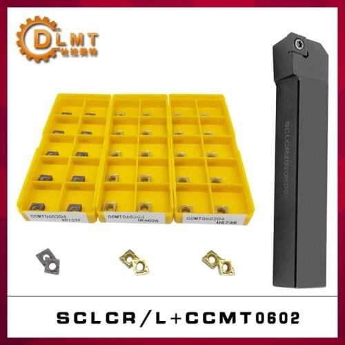 1pc SCLCR SCLCL Turning tool bar SCLCR0808F06 SCLCR1010F06 +10pcs Turning blade CCMT060204 CCMT060204 VP15TF UE6020 US735