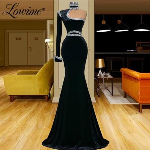 Gorgeous Black Evening Dresses Long Sleeves Formal Celebrity Dresses For Women Pageant Gowns Dubai Arabic Party Dress Robes