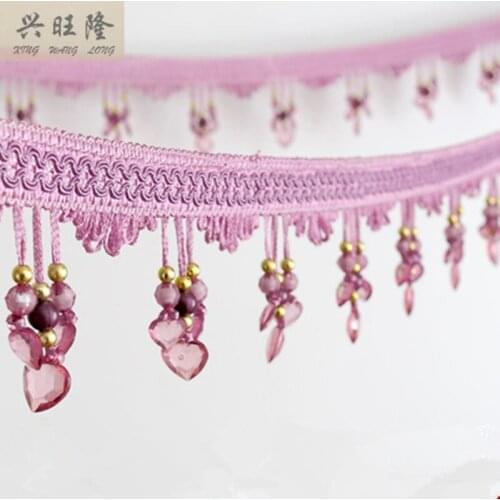 XWL New 12M/Lot 9cm Width Three Love Beads Curtain Lace Accessories Tassel Fringe Trim Ribbon DIY For Curtain Sofa Stage Valance