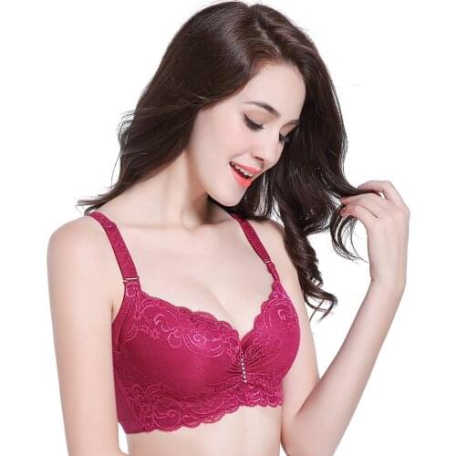 2021 Sexy Bras Fashion Push Up Padded Bras for Women Lace Plus Size Bra Add Two Cup Underwire Brassiere CDE Cup
