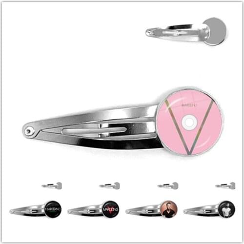 1pcs 20mm Round Glass Cabochon Handmade Maroon 5 Hairpins For Fridends Hair Clip Rock Band For Fans Gift
