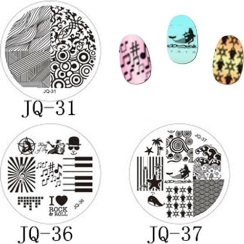 Finger Angel 1PCS Stamping Plates Stamp Image Platet 20 Different Designs Note National Flag Pattern Nail Round Template