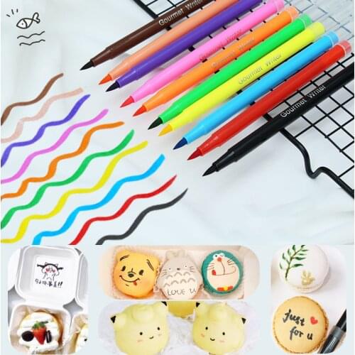 10 Colors DIY Food Drawer Color Pencils Markers Edible Pigment Pen Cake Biscuit Cookie Painting Bake Tool Baking Accessories