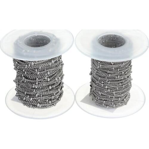 10 Yard/roll stainless steel ball O Chains Bulk Steel Color for DIY Jewelry Chain Making Crafts fg4s