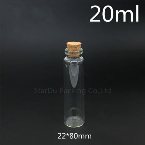 1200pcs 20ml Small Cute Mini Cork Stopper Glass Bottles Vials Jars Containers 20cc Small Wishing Bottle with Cork