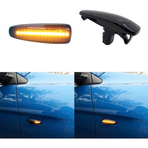 2PCS Smoked Sequential LED Fender Side Marker Turn Signal Light For Mitsubishi Outlander Sport Lancer Evolution Evo X Mirage