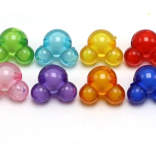 25 Mixed Color Acrylic Mouse Face Chunky Beads 22X18mm "Bead in Bead"