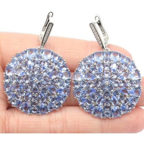 40x6mm Awesome Fire Rainbow Topaz White CZ Gift Sister 925 Sterling Silver Earrings