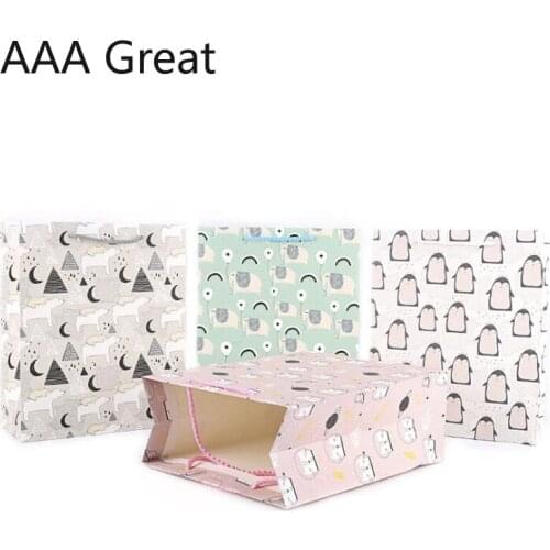 48Pcs/Lot Christmas Candy Cookie Gift Bag Bake Biscuit Jewelry Paper Birthday Party Present Packaging Bags Handle Wedding Pouch