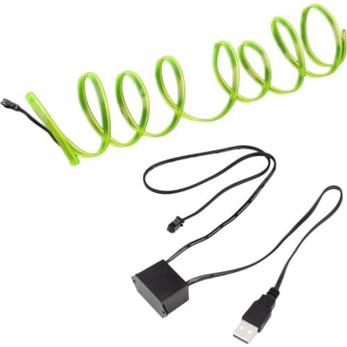 5M LED EL Light Neon Rope Car Dance Glow Light Strip + 3V/12V Controller USB Drive Car Decoration Light Car Styling Party Decor