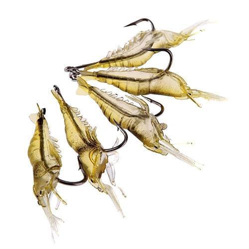 5Pcs Silicone Baits Fishing Lure Soft Lightweight Faux Vivid Shrimp Prawn Bait Hook Fishing Gear Sea Winter Fishing