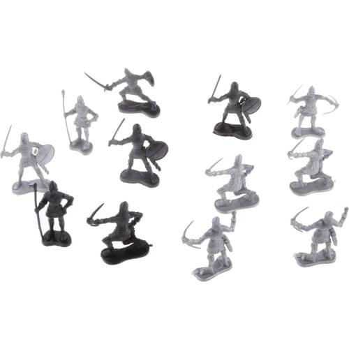 60 pcs/lot Sliver Black Warriors Medieval Soldiers Military Action Figures Toy for School Projects Students Learning History