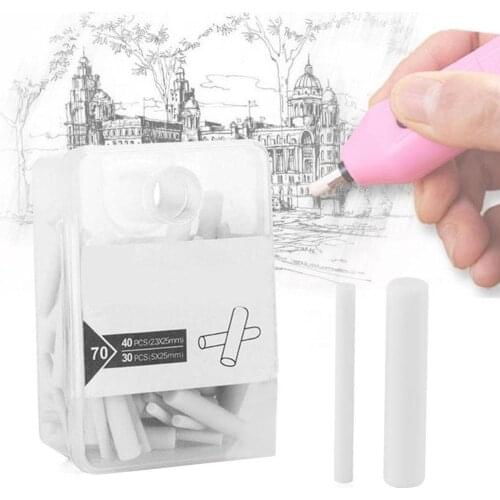 70pcs Thin & Thick 25mm 2.3/5mm Sketch Painting Pencil Electric Eraser Refill Replacement