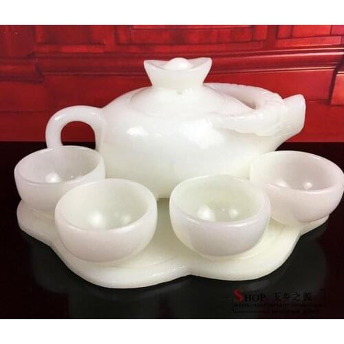 Authentic Afghan White Bull Oxygen Teapot jade Decoration Kung Fu Tea Room Living Room Wine Cabinet Crafts Decoration