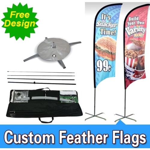 Free Design Free Shipping Single Sided Cross Base Banners Flag Signs Advertising Feather Flag Nation Feather Advertising
