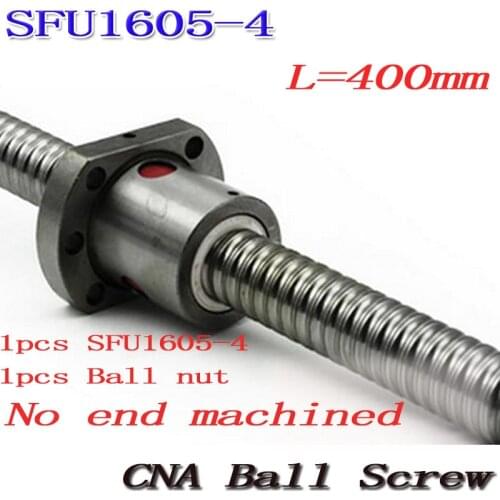 Free Shipping SFU1605-4 SFU1605 400mm RM1605 400mm Rolled Ball screw 1pc+1pc ball nut for SFU1605 no end machined