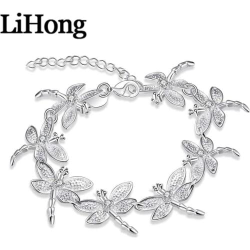 New Style 925 Sterling Silver Full Dragonfly Chain Bracelet For Feminine Charm Wedding Engagement Fashion Party Jewelry
