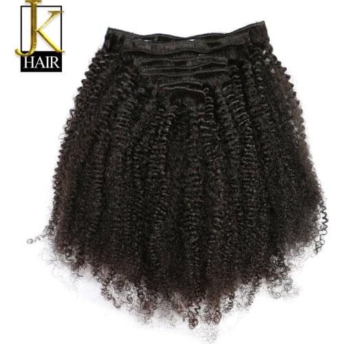 JK Brazilian 4b 4c Afro Kinky Curly Remy Clip In Human Hair Extensions Natural Color Kinky Curly Clip Ins 8Pc/Set 120G Ship Free