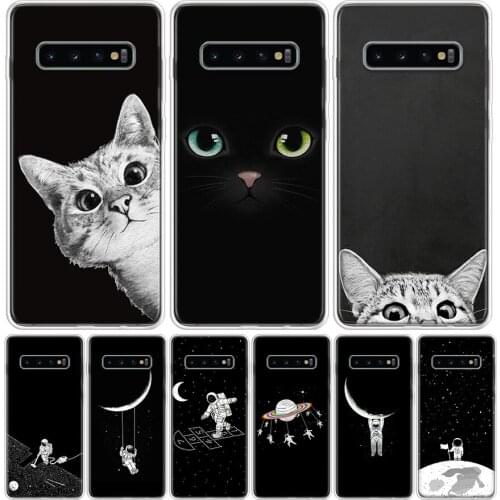 Space Moon Cute Cats Phone Case For Samsung Galaxy A50 A70 A30S A51 A71 A10 A20E A40 A90 A20S M30S A6 A7 A8 A9 Plus Coque