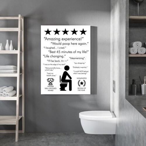 Black White Bathroom Quote Sign Print Poster Amazing Room Decor Experience Would Poop Here Again Toilet Wall Art Canvas Painting