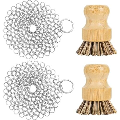 Cast Iron Cleaner Wood Scrub Cleaning Brushes Grill Brush for Cast Iron Pan Dutch Environmental Protection Wood Cleaning Brush