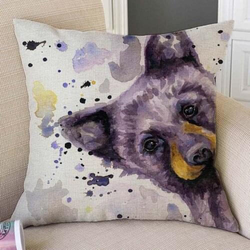 Cute Animal Art Home Decorative Throw Pillow Lovely Watercolor Splash Art Panda Fox Hedgehog Baby Room Cotton Linen Sofa Cushion