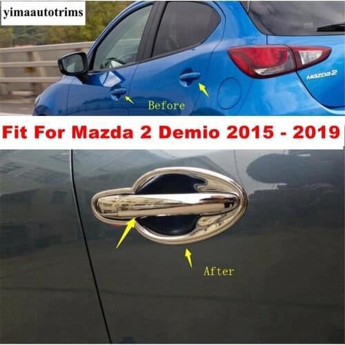 Door Pull Doorknob Handle Hand-clasping & Bowl Decoration Cover Trim For Mazda 2 Demio 2015 - 2019 ABS Chrome Exterior Refit Kit