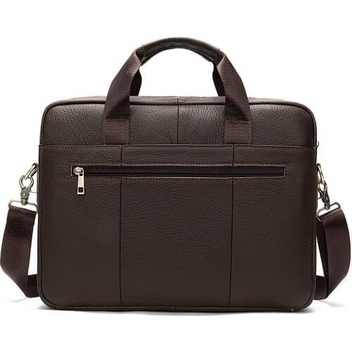 Leather Briefcases Men Mens Casual Embossed Soft Leather Portable KUMON 14-inch Cross Section Briefcase Laptop Bag 14 Inch