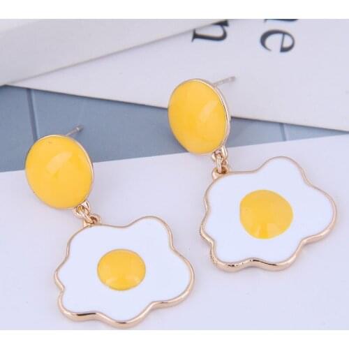 Cute Trendy Jewelry Sweet Cartoon Enamel Stud Earrings Sweet Personality Fashion Earrings For Women and Girl Silver Pin