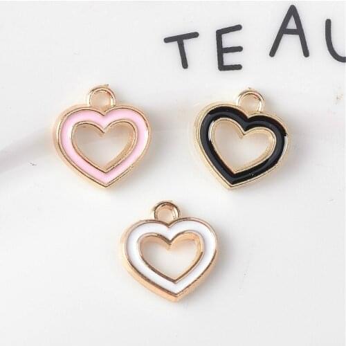 20pcs/Lot Fashion Oil Drop Love Hearts Shape Pendant Enamel Alloy DIY Charms For Jewelry Earring Bracelet Making