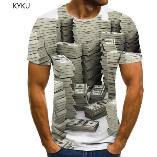 KYKU Money T shirt Men U.S. Dollar Anime Clothes Novel T-shirts 3d Harajuku Funny T shirts Short Sleeve T shirts New Slim Tops