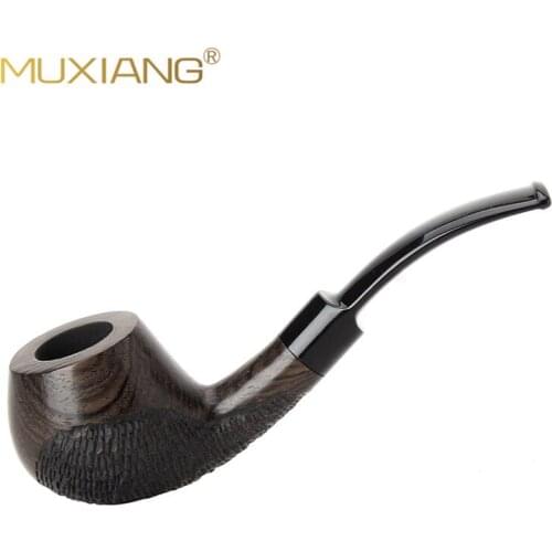MUXIANG 10 Smoking Tools Kit Ebony Wooden Smoking Pipe with 9 mm Filter Bent Saddle Stem Tobacco Pipe ac0021k01-ac0029k01