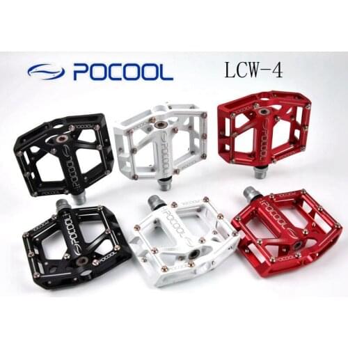 New POCOOL Alloy Mountain bike pedals double Bearing Road bicycle pedals MTB bike parts with retail box 3 colors Free ship LCW-4