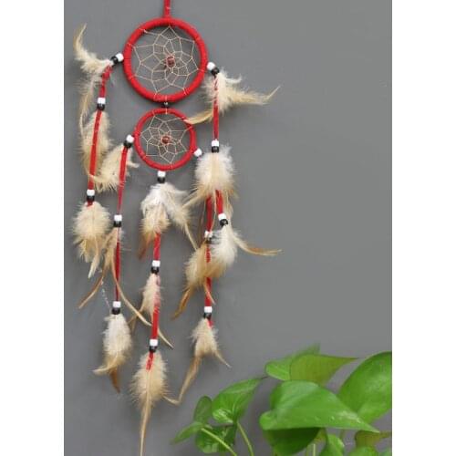 Wholesale Retro Feather Dream Catcher Circular Feathers Wall Hanging Vintage Dream Catchers Decor For Car Home Decoration
