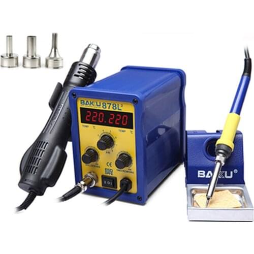 Hot air soldering station Dual digital display desoldering station Brushless fan Quiet design BAKU 878L2