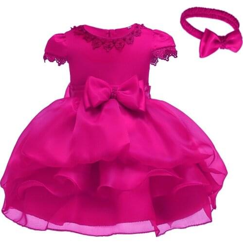 New Latest set of one year old baby girl baptism dress princess wedding vestidos 2020 baby girl christening gown 3-24month
