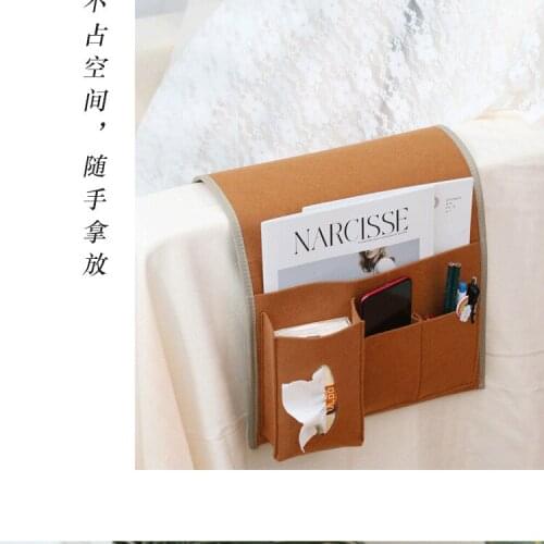 Sofa Armrest Storage Bag with Non-slip Particles Multifunctional Bedside Hanging Holder