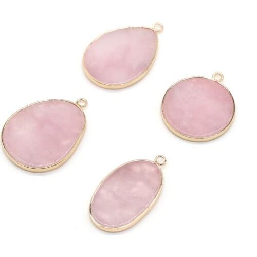 Natural Stone Rose Quartzs Pendant Various Shapes Exquisite Stone Charms for Jewelry Making DIY Earring Necklace Accessories