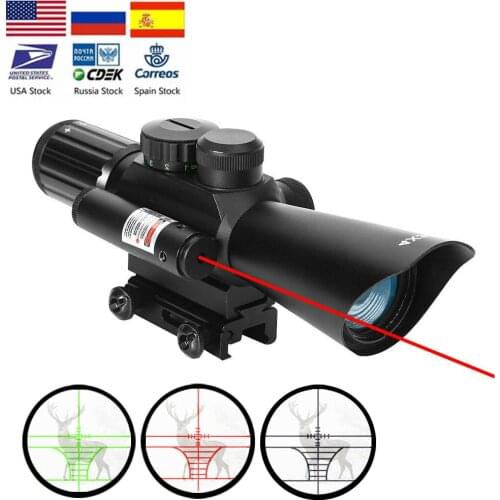 Rifle Scope 4X30 M7 Riflescope Red Green Illuminated Tactical with Red Laser Scope Hunting Optics Air Gun Scope Sight
