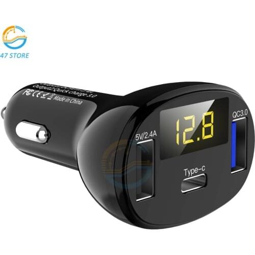 QC3.0 QC Type C PD DC 12V USB Type Mult Volt Voltage Meter Monitor Dual USB Digital Voltmeter Display for Fast Quick Car Charger