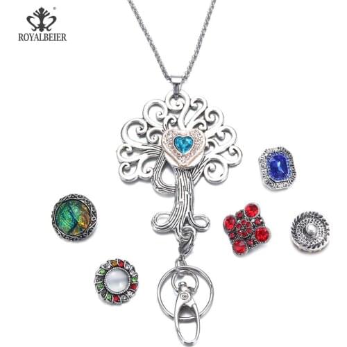 ROYALBEIER Life Tree Pendant Necklace Job ID Holder Pendant Necklace Lady ID Badge Jewelry ID Holder Stainless Steel Jewelry