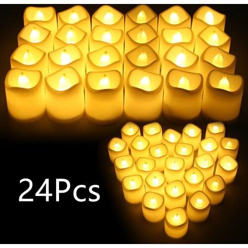 24Pcs Flameless LED Tea Lights Electric Flickering Tealight Candle Battery Operated Warm White Candles for Holiday Wedding Party
