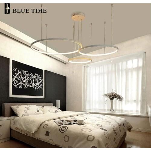 LED Chandeliers for Living Room Dining Room Kitchen 100cm Circle Rings Pendant Chandelier Lighting Lamparas Decor Indoor Lights