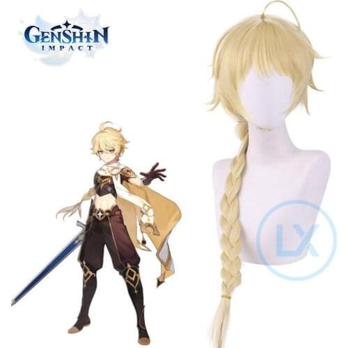 In stock Game Genshin Impact Cosplay Wigs Traveler Paimon Cosplay Wig Halloween Party Women Girl Heat Resistant Synthetic Hair