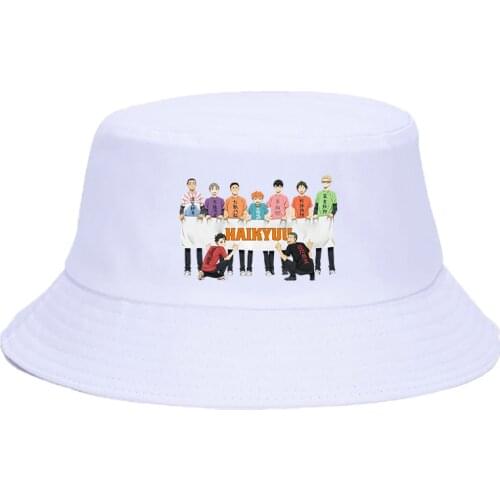 Funny Haikyuu Karasuno Hat Women Men Panama Bucket Cap The Design Flat Visor Japanese Anime Fly High Graphic Fisherman hat