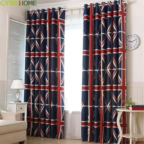 Cartoon Union Jack design shading blackout curtains for living room boys bedroom