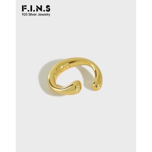 F.I.N.S Korean Style S 925 Sterling Silver Ear Clip INS Two-tones Minimalist Glossy Ear Buckle Ear Cuff without Piercing