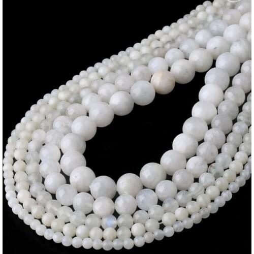 Grade AAA Natural Blue Moonstone Beads Round Loose Stone Beads 4/6/8/10/12mm For Jewelry Making DIY Bracelet Necklace 15 Inch